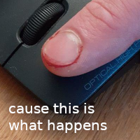 Computer-Maus mit blutigem Finger